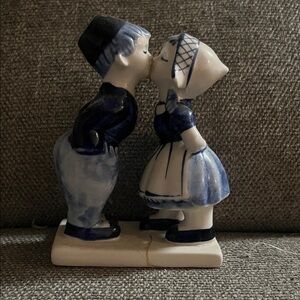 Delft Antique Blue and White Ceramic Kissing Couple Figurine